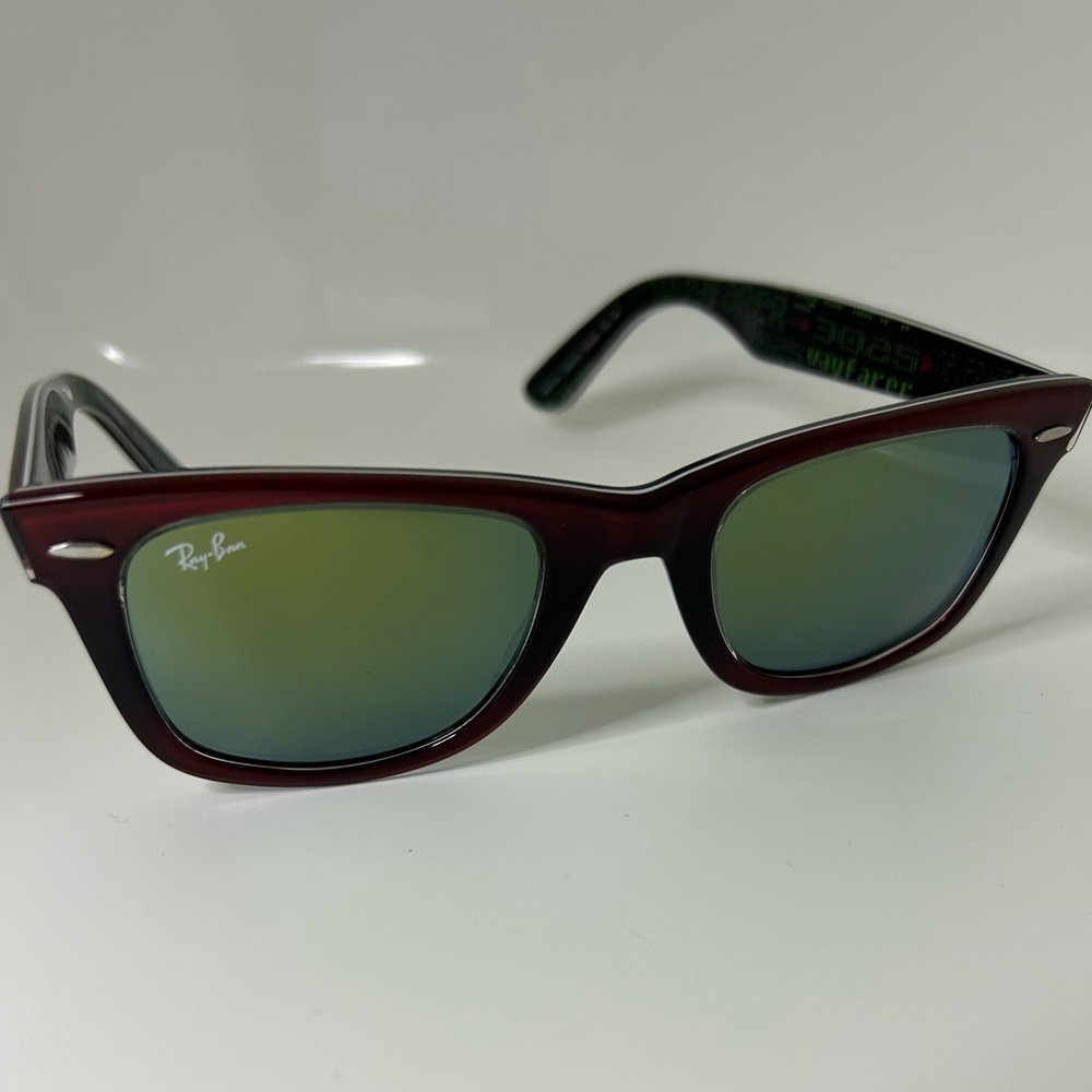 RayBan Classic Wayfarer Limited Edition RB2140 Burgundy with Green Mirror Lenses